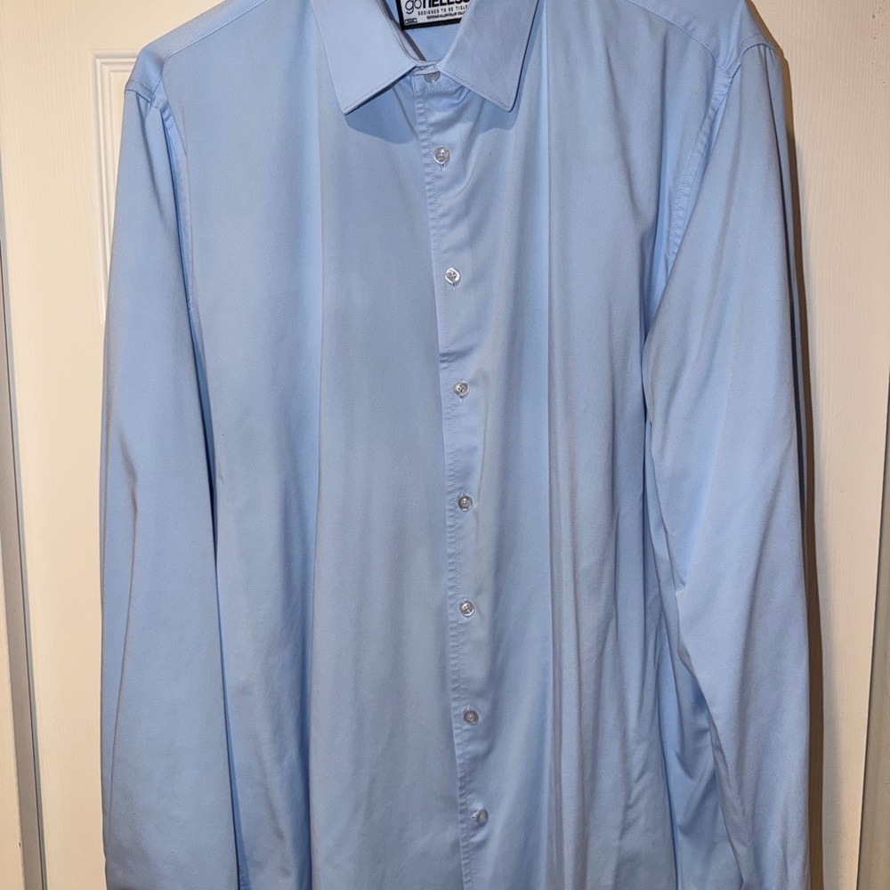 GoTIELESS Classic Men's Light Blue Dress Shirt